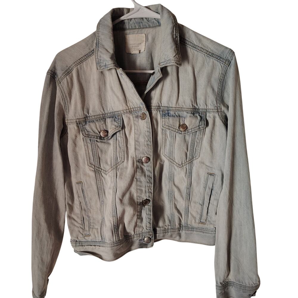 American Eagle Faded Denim Jacket – Women’s Small, 100% Cotton, 4 Pockets